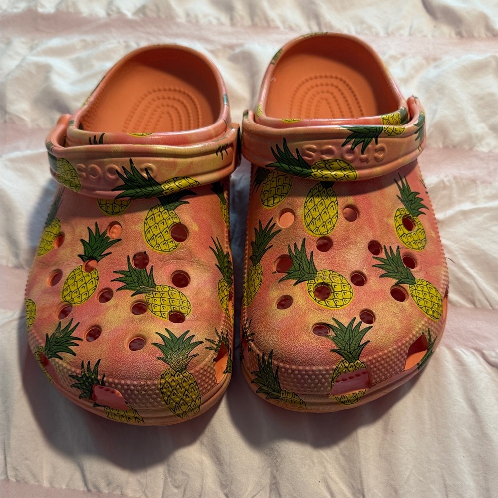 CROCS Pink Pineapple Print Clogs